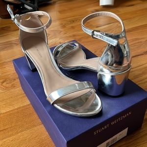 Stuart Weitzman Simple Sandals Metallic Silver